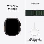 Apple Watch Ultra 2 49mm Titanium Black with Dark Green Alpine Loop Strap Medium MX4R3